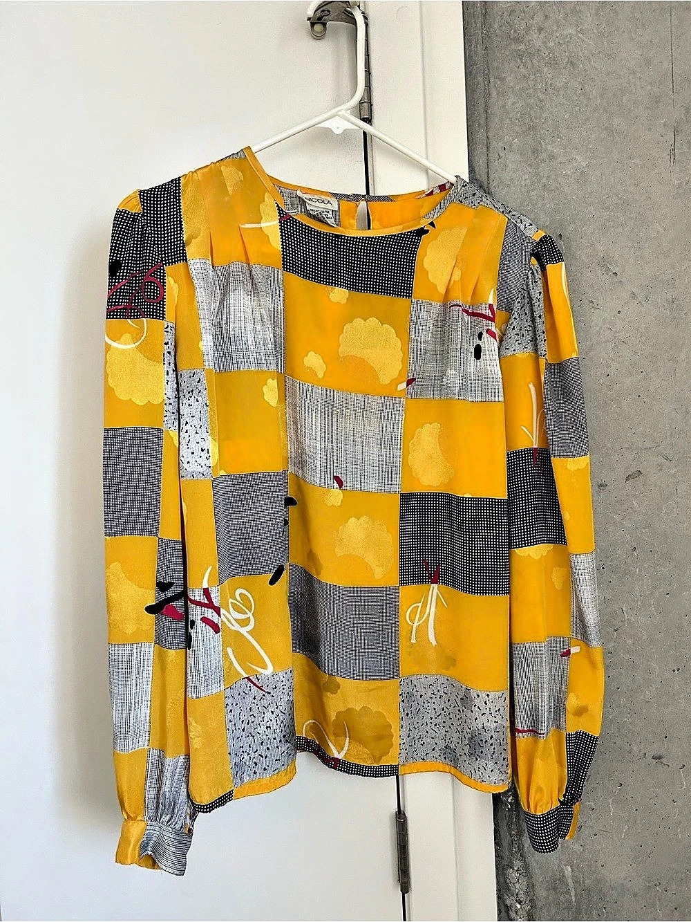 Vintage yellow patchwork blouse - Picture 1 of 3